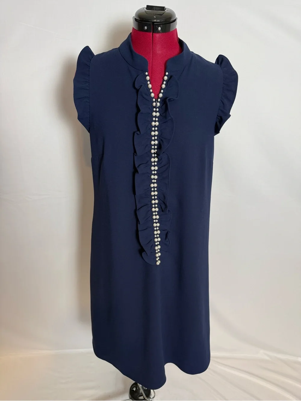 Lilly Pulitzer Adalee Shift Dress Women's Size 6 True Navy Pearl Embellishment